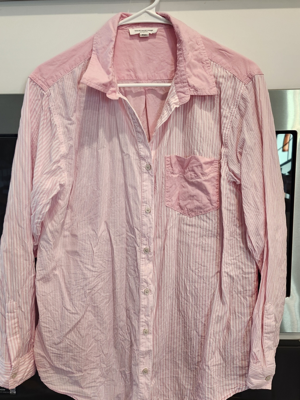 beachlunchlounge Women's Light Pink Striped Button-Down Shirt